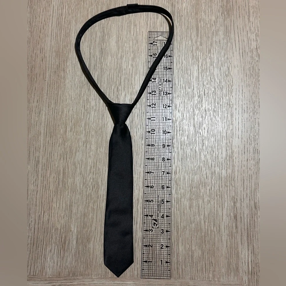 Black N Bianco Slim Black Neck Tie - Classic Solid (2” wide)